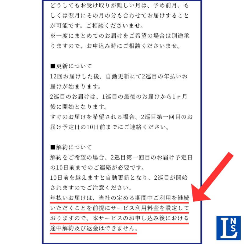 のむシリカの年払い定期便について途中解約ができない